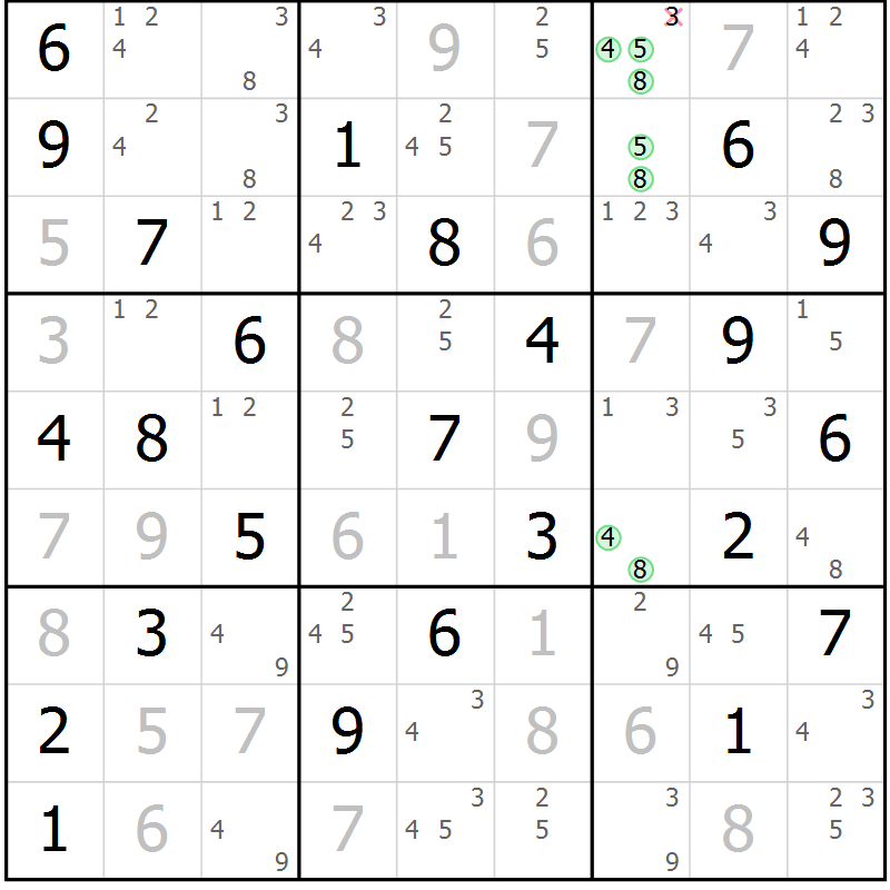 Position des candidats pour la solution de la Gr 34 page 37 du magazine de sudoku Sudoku Suprême n° 039