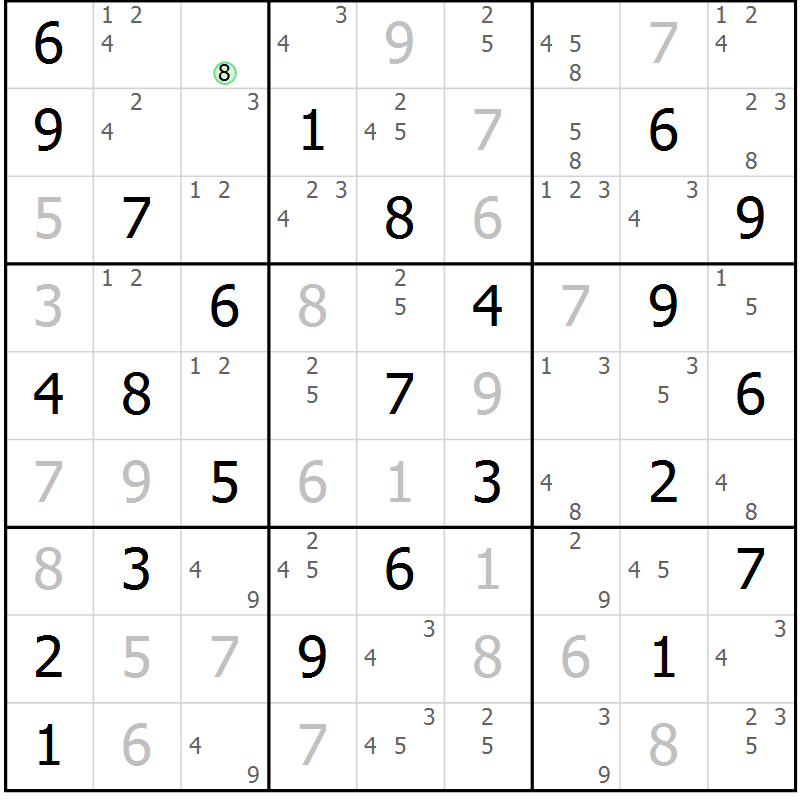 Position des candidats pour la solution de la Gr 34 page 37 du magazine de sudoku Sudoku Suprême n° 039