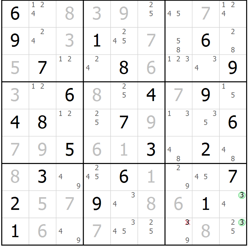 Position des candidats pour la solution de la Gr 34 page 37 du magazine de sudoku Sudoku Suprême n° 039