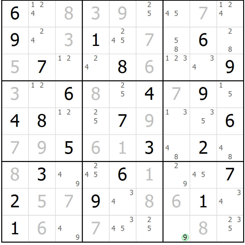 Position des candidats pour la solution de la Gr 34 page 37 du magazine de sudoku Sudoku Suprême n° 039