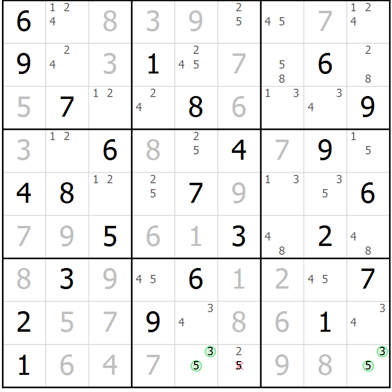 Position des candidats pour la solution de la Gr 34 page 37 du magazine de sudoku Sudoku Suprême n° 039