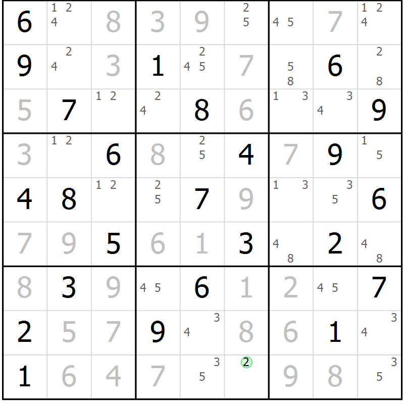 Position des candidats pour la solution de la Gr 34 page 37 du magazine de sudoku Sudoku Suprême n° 039