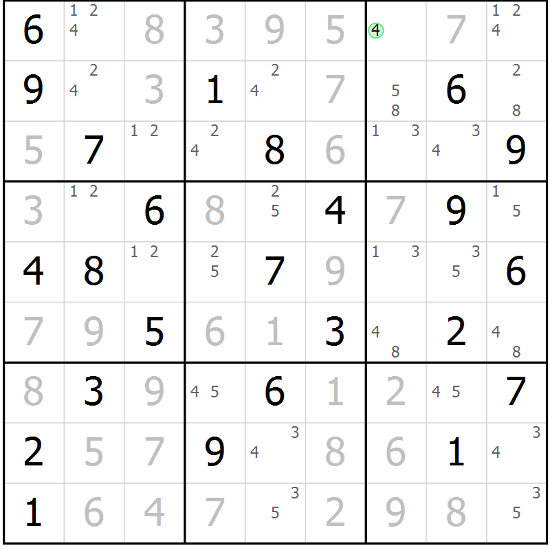 Position des candidats pour la solution de la Gr 34 page 37 du magazine de sudoku Sudoku Suprême n° 039