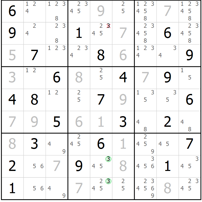 Position des candidats pour la solution de la Gr 34 page 37 du magazine de sudoku Sudoku Suprême n° 039
