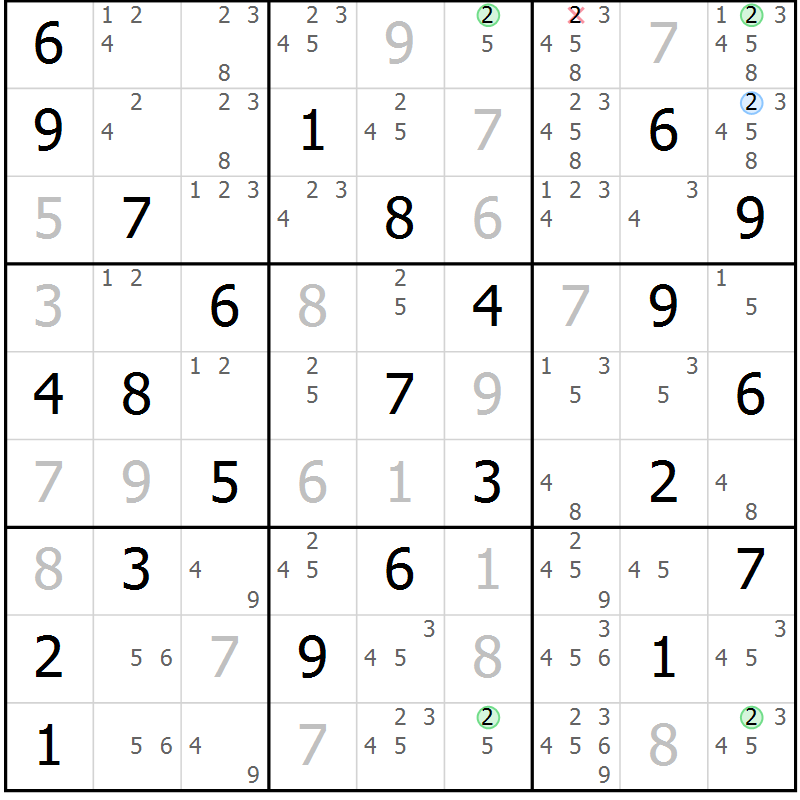 Position des candidats pour la solution de la Gr 34 page 37 du magazine de sudoku Sudoku Suprême n° 039