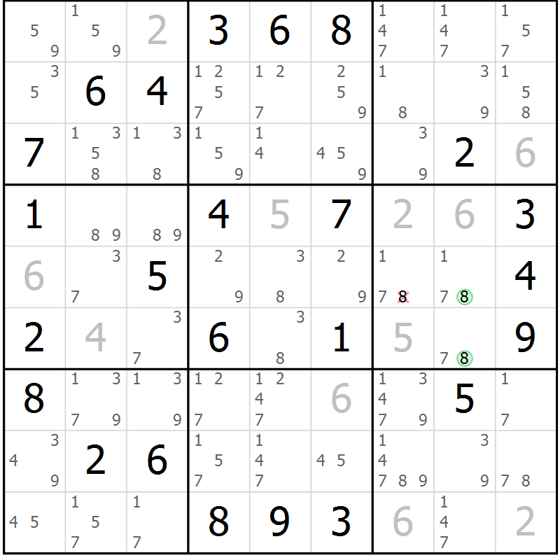 Position des candidats pour la solution de la Gr 35 page 38 du magazine de sudoku Sudoku Suprême n° 039