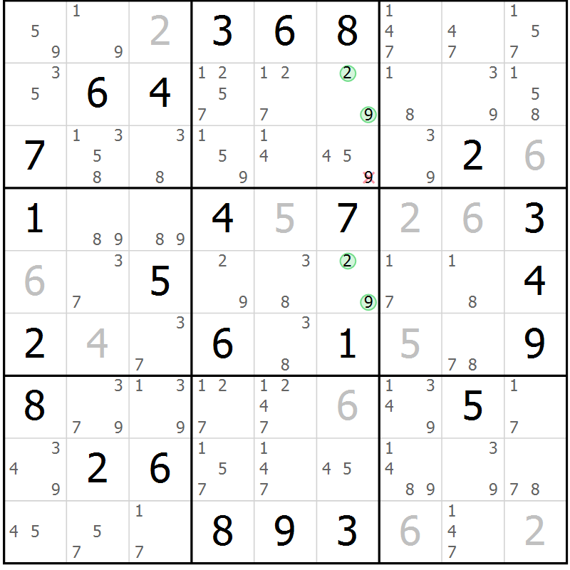 Position des candidats pour la solution de la Gr 35 page 38 du magazine de sudoku Sudoku Suprême n° 039