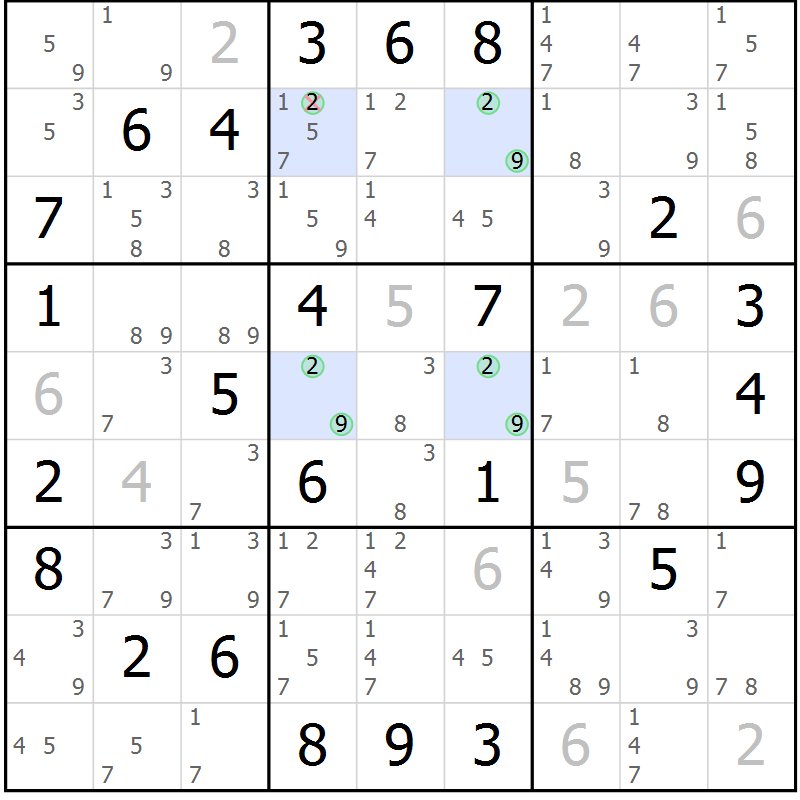 Position des candidats pour la solution de la Gr 35 page 38 du magazine de sudoku Sudoku Suprême n° 039