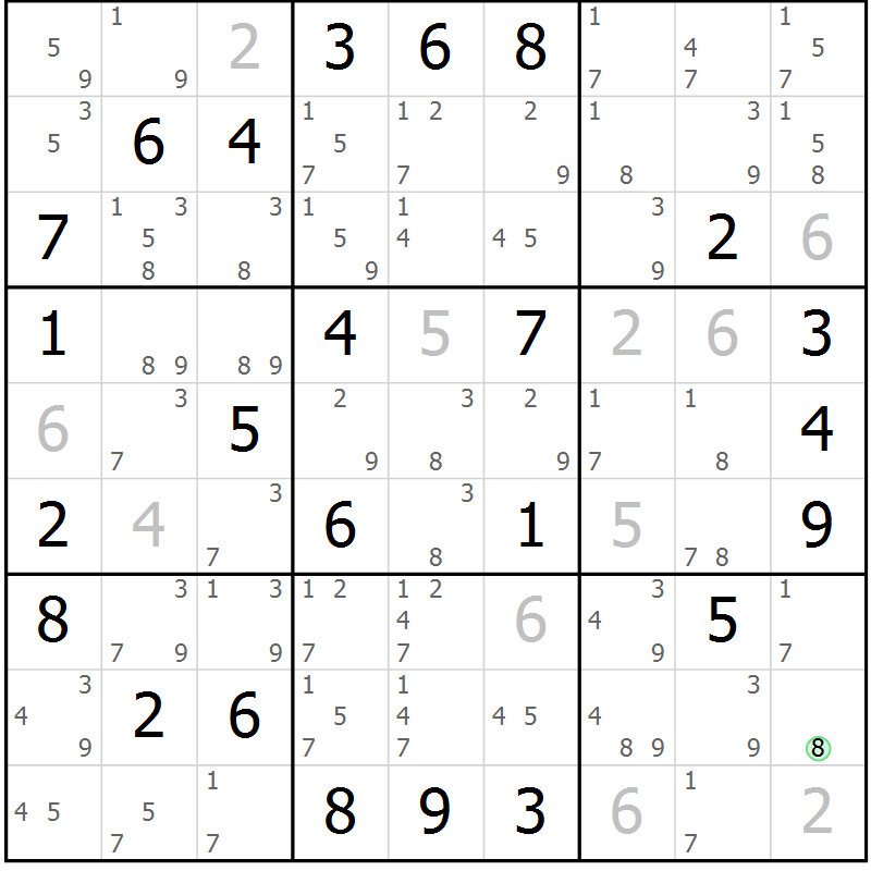 Position des candidats pour la solution de la Gr 35 page 38 du magazine de sudoku Sudoku Suprême n° 039