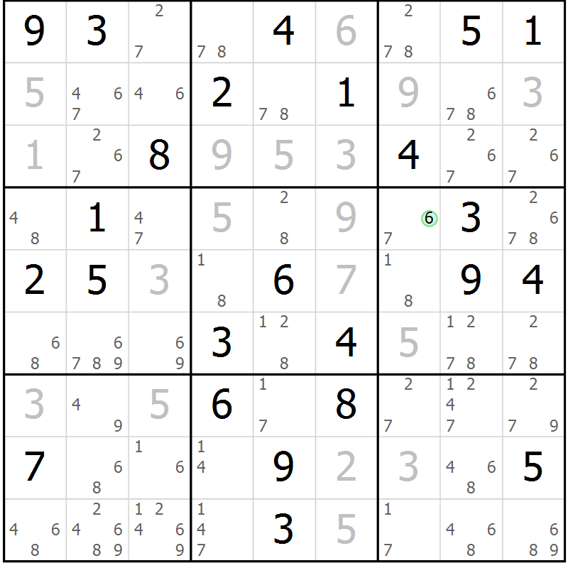 Position des candidats pour la solution de la Gr 36 page 39 du magazine de sudoku Sudoku Suprême n° 039