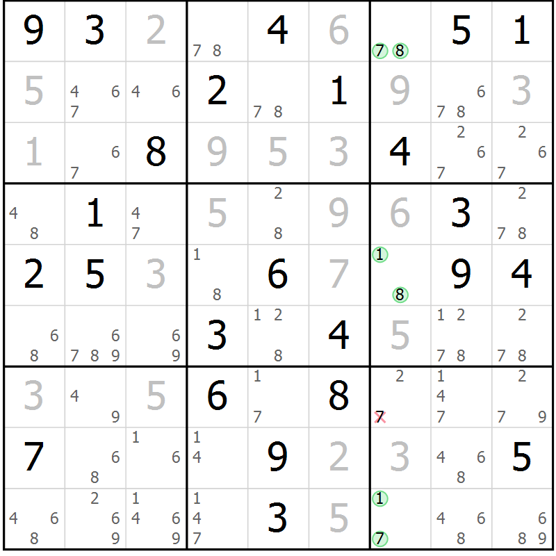 Position des candidats pour la solution de la Gr 36 page 39 du magazine de sudoku Sudoku Suprême n° 039