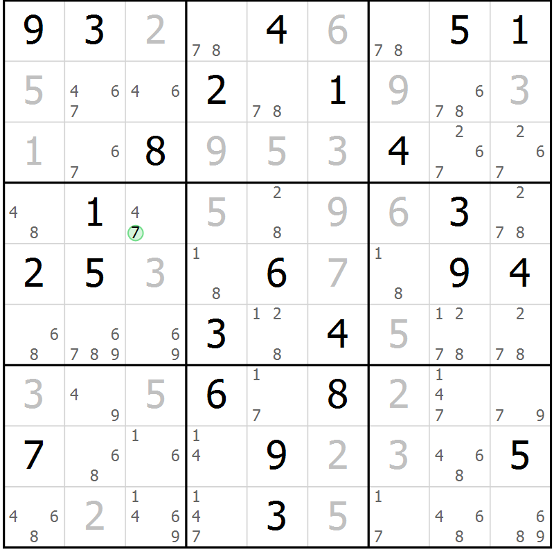 Position des candidats pour la solution de la Gr 36 page 39 du magazine de sudoku Sudoku Suprême n° 039