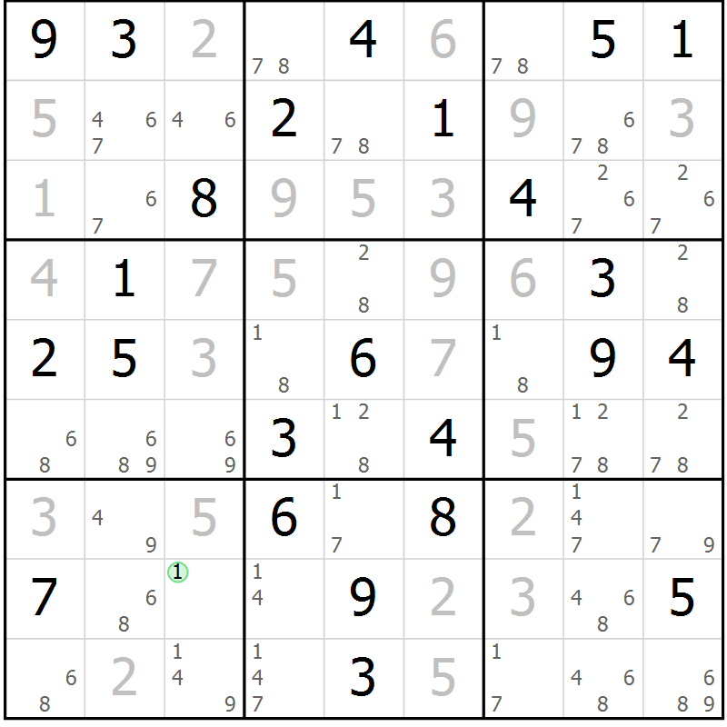 Position des candidats pour la solution de la Gr 36 page 39 du magazine de sudoku Sudoku Suprême n° 039