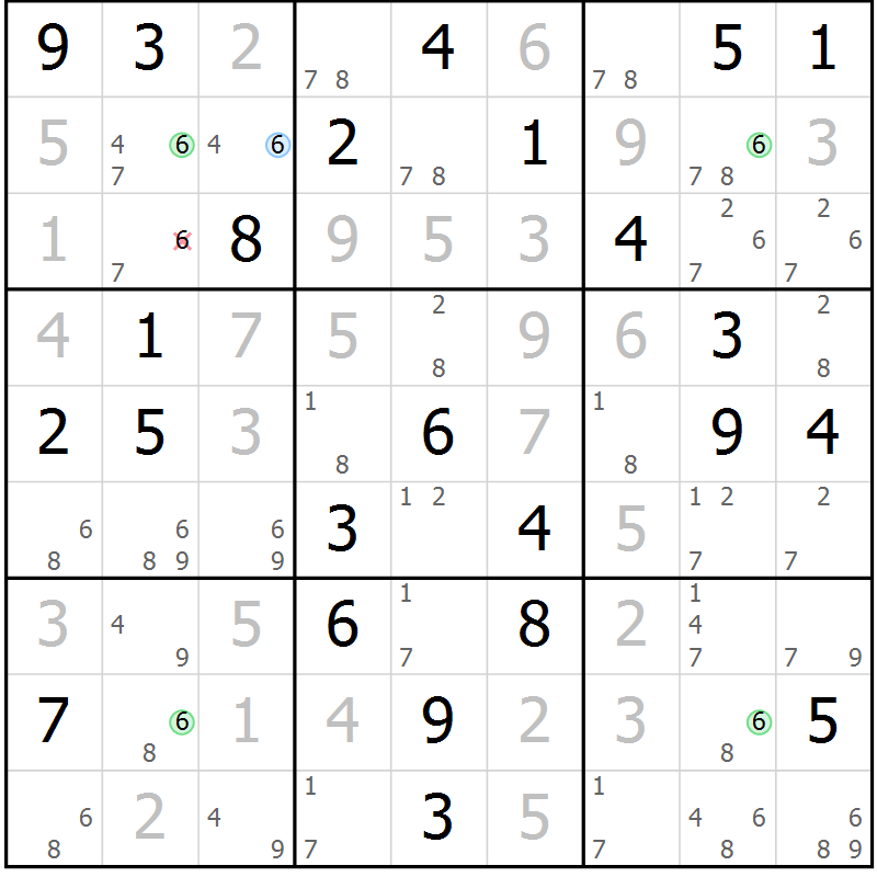 Position des candidats pour la solution de la Gr 36 page 39 du magazine de sudoku Sudoku Suprême n° 039