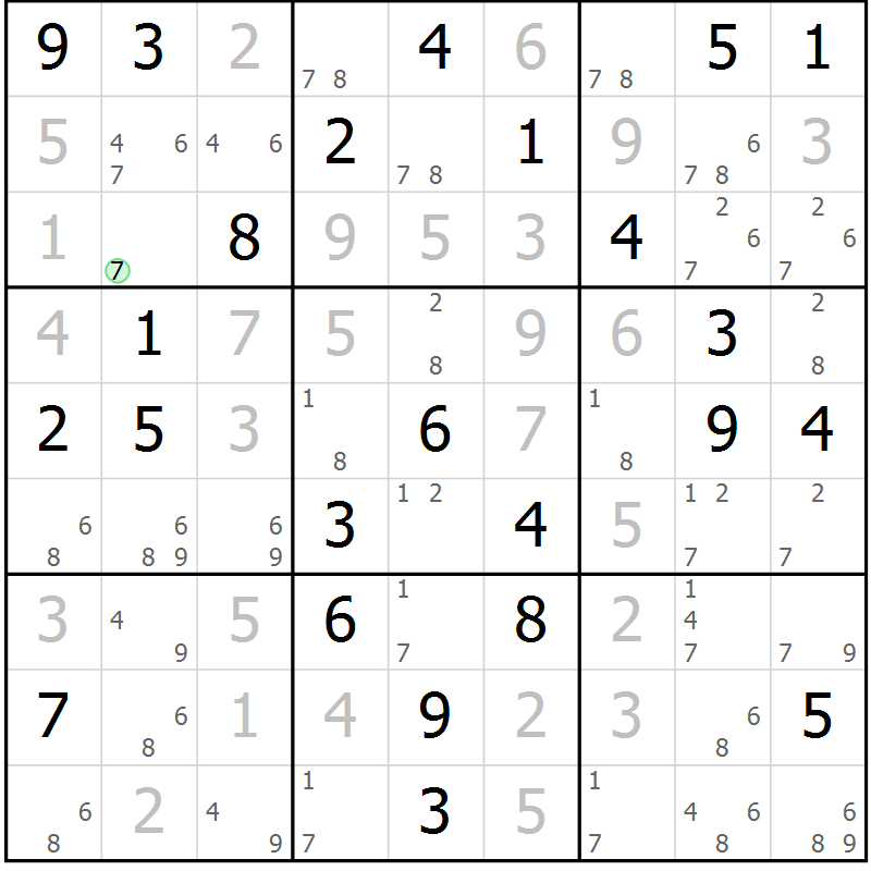 Position des candidats pour la solution de la Gr 36 page 39 du magazine de sudoku Sudoku Suprême n° 039