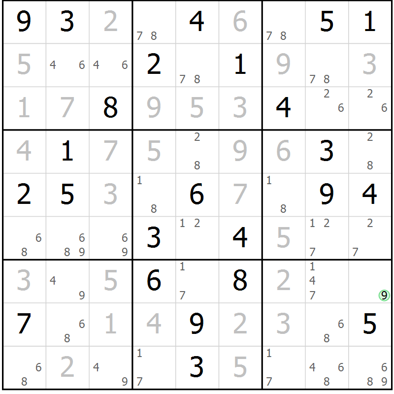Position des candidats pour la solution de la Gr 36 page 39 du magazine de sudoku Sudoku Suprême n° 039