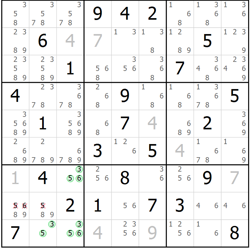 Position des candidats pour la solution de la Gr 37 page 40 du magazine de sudoku Sudoku Suprême n° 039