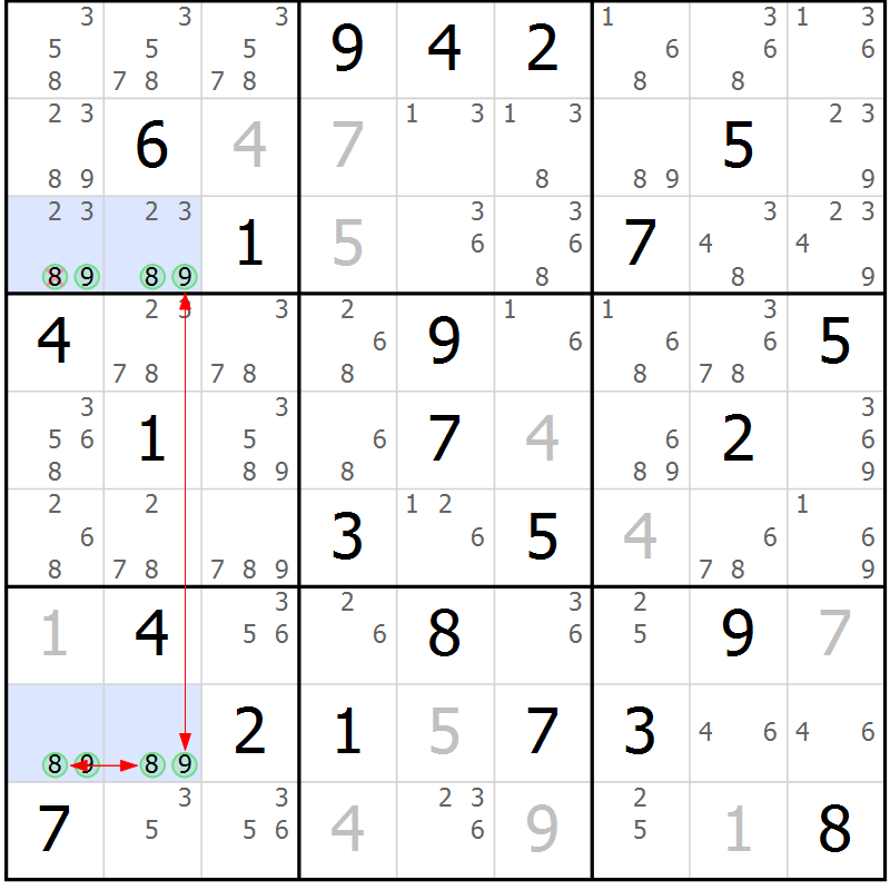 Position des candidats pour la solution de la Gr 37 page 40 du magazine de sudoku Sudoku Suprême n° 039