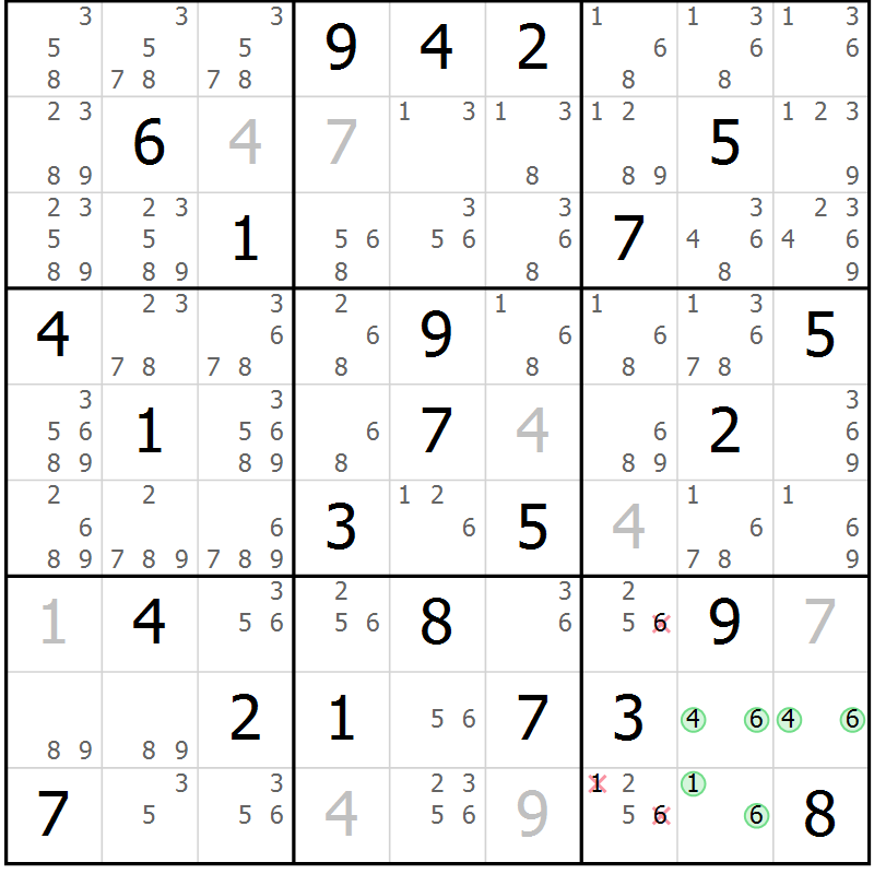 Position des candidats pour la solution de la Gr 37 page 40 du magazine de sudoku Sudoku Suprême n° 039