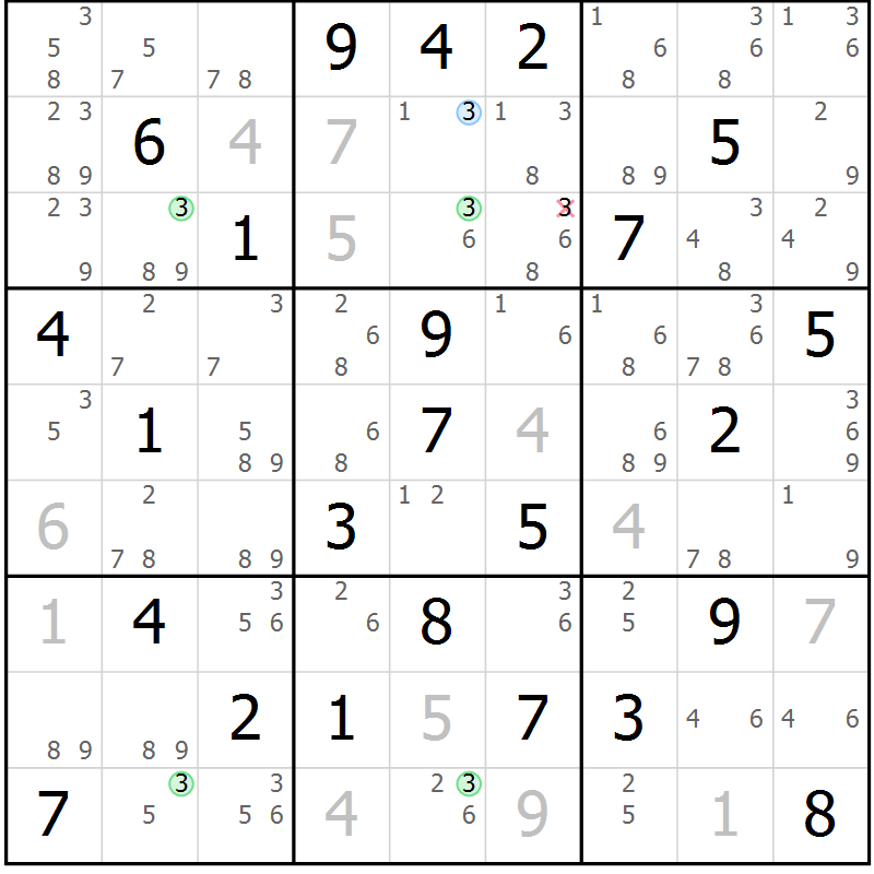 Position des candidats pour la solution de la Gr 37 page 40 du magazine de sudoku Sudoku Suprême n° 039