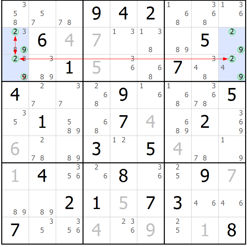 Position des candidats pour la solution de la Gr 37 page 40 du magazine de sudoku Sudoku Suprême n° 039
