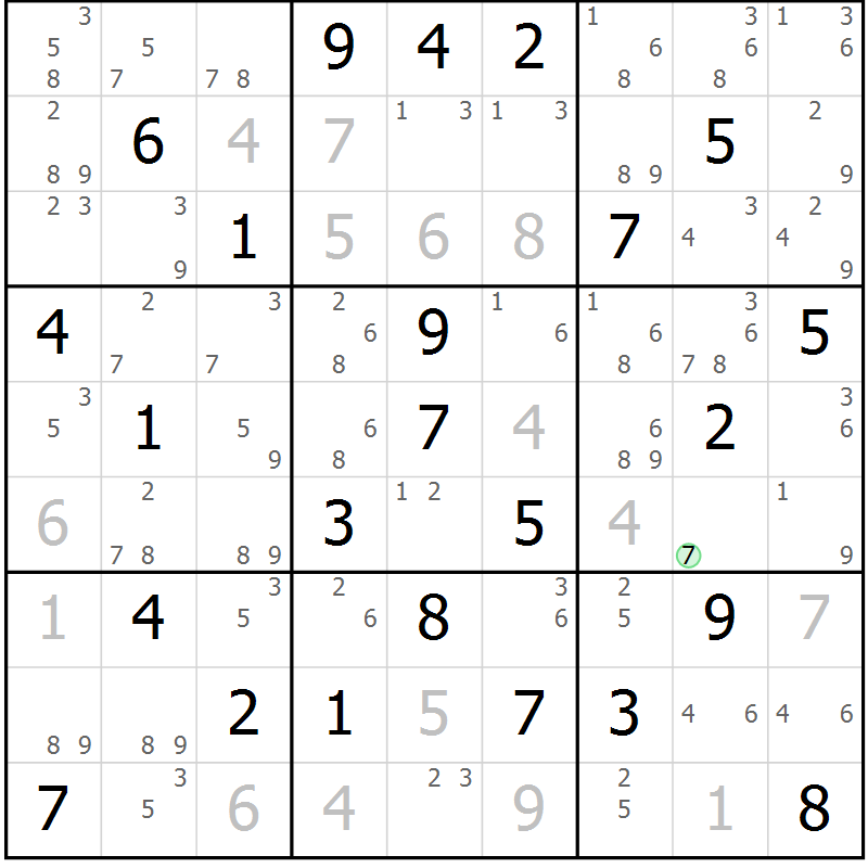 Position des candidats pour la solution de la Gr 37 page 40 du magazine de sudoku Sudoku Suprême n° 039