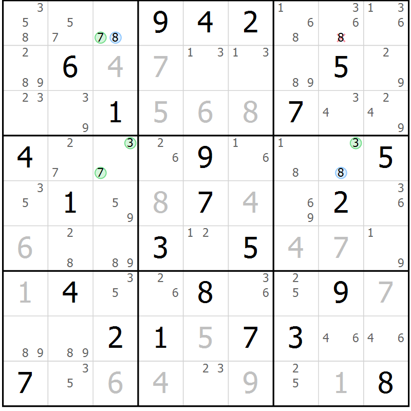 Position des candidats pour la solution de la Gr 37 page 40 du magazine de sudoku Sudoku Suprême n° 039