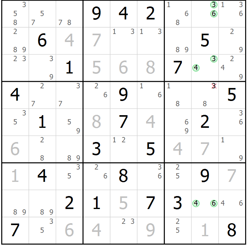 Position des candidats pour la solution de la Gr 37 page 40 du magazine de sudoku Sudoku Suprême n° 039