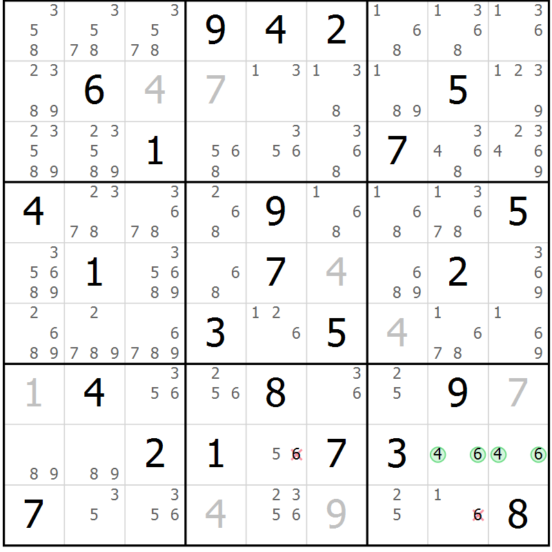 Position des candidats pour la solution de la Gr 37 page 40 du magazine de sudoku Sudoku Suprême n° 039