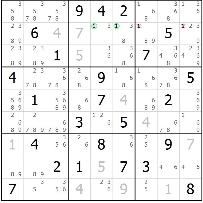 Position des candidats pour la solution de la Gr 37 page 40 du magazine de sudoku Sudoku Suprême n° 039