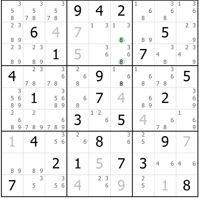 Position des candidats pour la solution de la Gr 37 page 40 du magazine de sudoku Sudoku Suprême n° 039