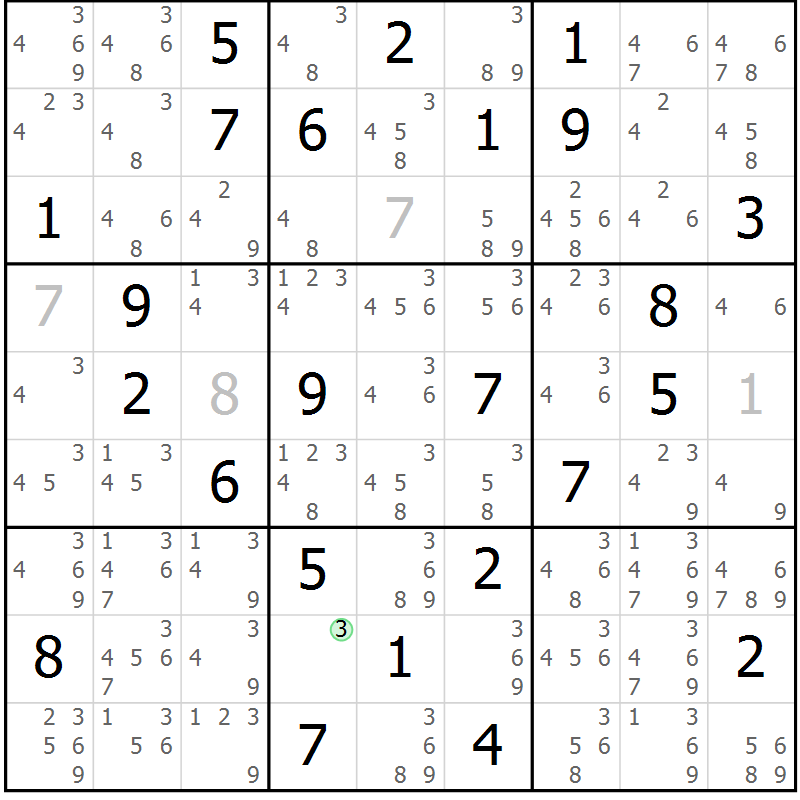 Position des candidats pour la solution de la Gr 38 page 41 du magazine de sudoku Sudoku Suprême n° 039