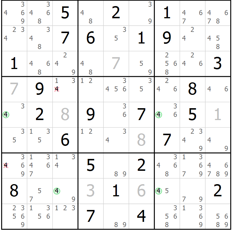 Position des candidats pour la solution de la Gr 38 page 41 du magazine de sudoku Sudoku Suprême n° 039