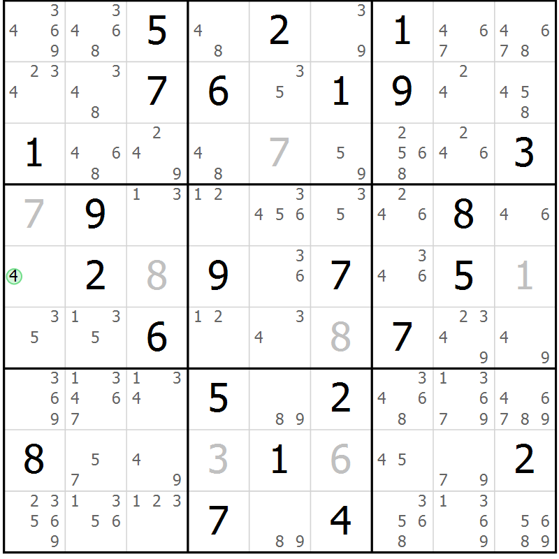 Position des candidats pour la solution de la Gr 38 page 41 du magazine de sudoku Sudoku Suprême n° 039