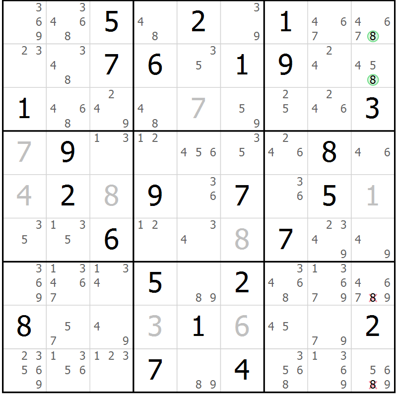 Position des candidats pour la solution de la Gr 38 page 41 du magazine de sudoku Sudoku Suprême n° 039