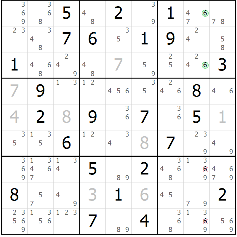 Position des candidats pour la solution de la Gr 38 page 41 du magazine de sudoku Sudoku Suprême n° 039