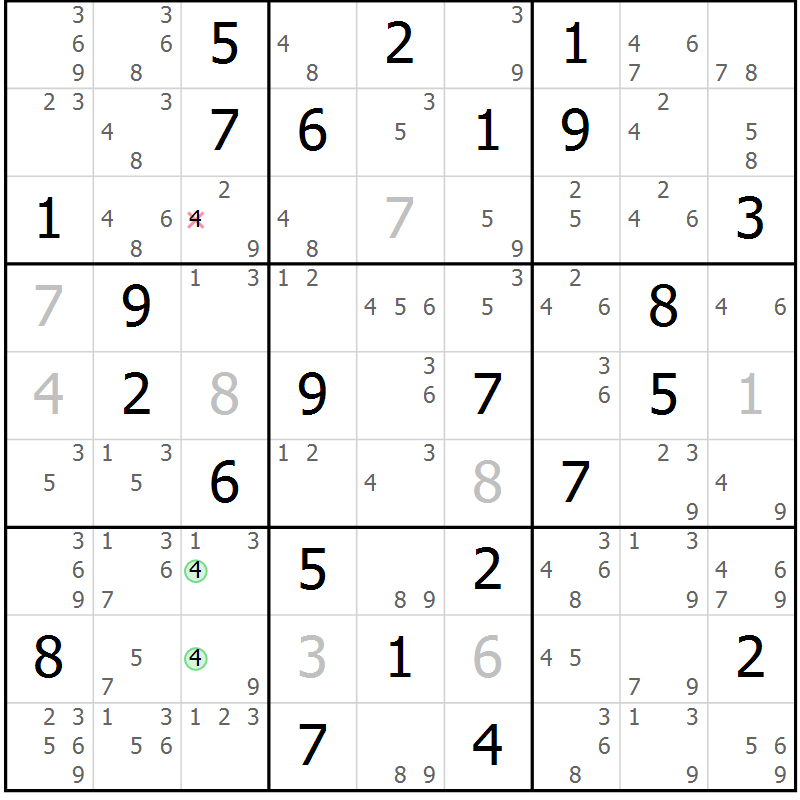 Position des candidats pour la solution de la Gr 38 page 41 du magazine de sudoku Sudoku Suprême n° 039