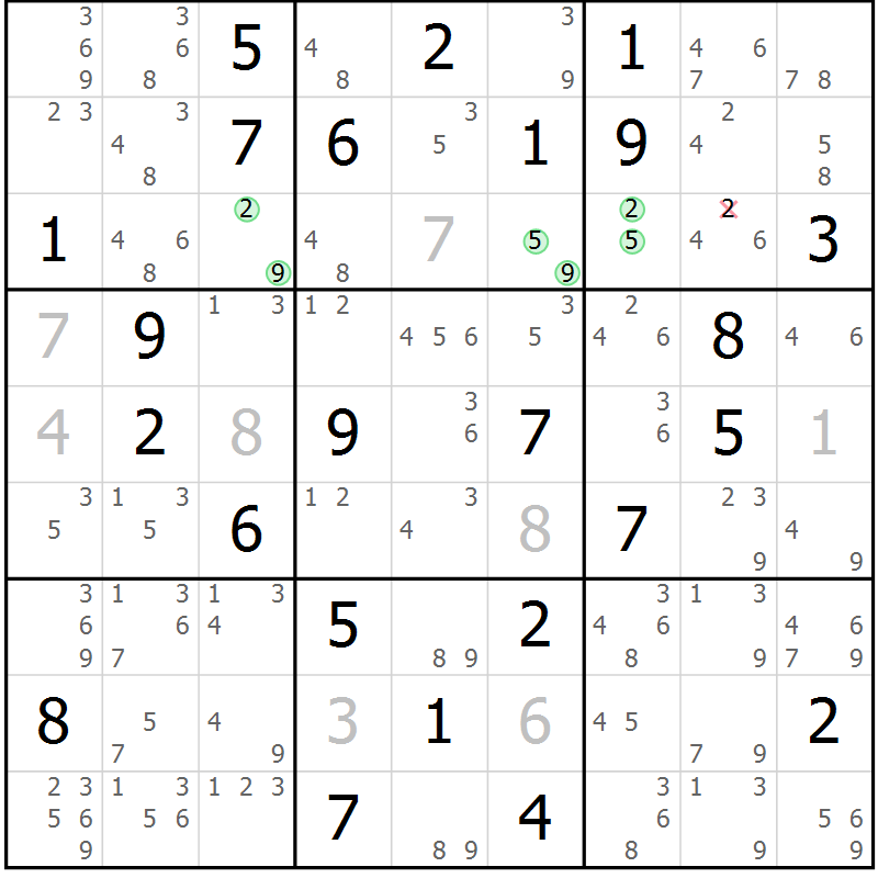 Position des candidats pour la solution de la Gr 38 page 41 du magazine de sudoku Sudoku Suprême n° 039