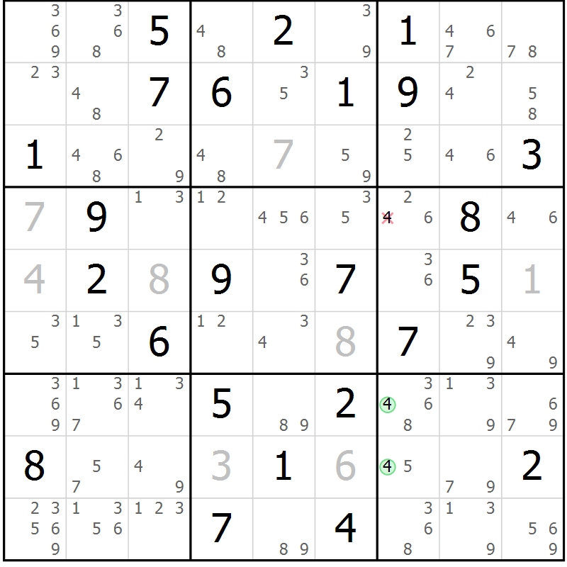 Position des candidats pour la solution de la Gr 38 page 41 du magazine de sudoku Sudoku Suprême n° 039