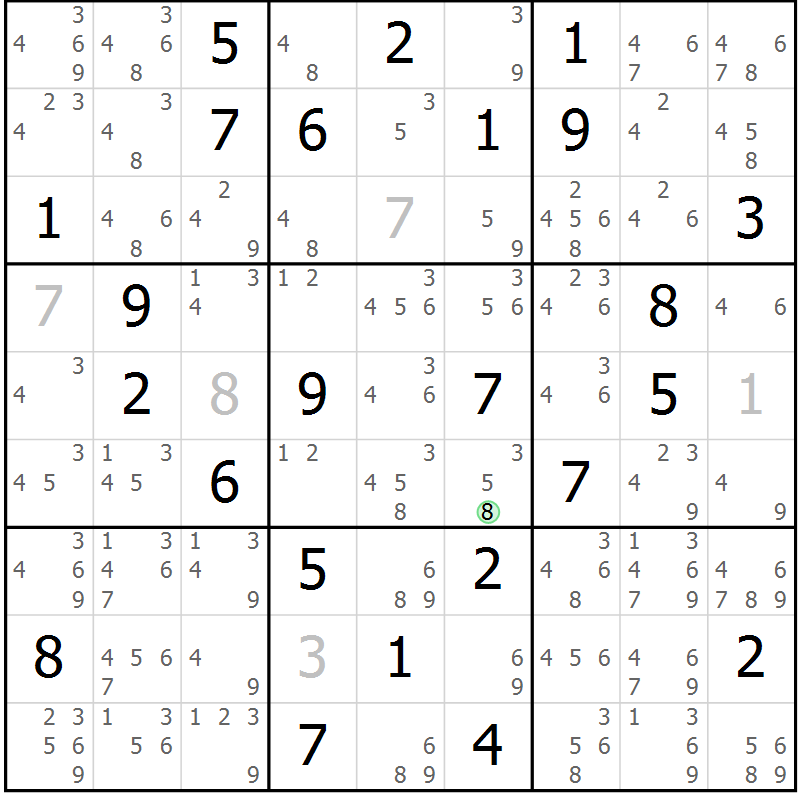 Position des candidats pour la solution de la Gr 38 page 41 du magazine de sudoku Sudoku Suprême n° 039