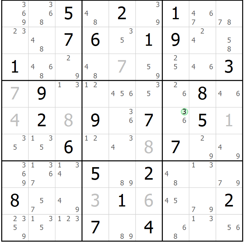 Position des candidats pour la solution de la Gr 38 page 41 du magazine de sudoku Sudoku Suprême n° 039