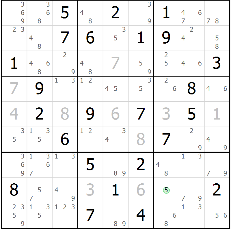 Position des candidats pour la solution de la Gr 38 page 41 du magazine de sudoku Sudoku Suprême n° 039