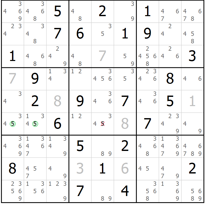 Position des candidats pour la solution de la Gr 38 page 41 du magazine de sudoku Sudoku Suprême n° 039