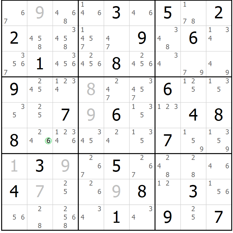 Position des candidats pour la solution de la Gr 39 page 42 du magazine de sudoku Sudoku Suprême n° 039