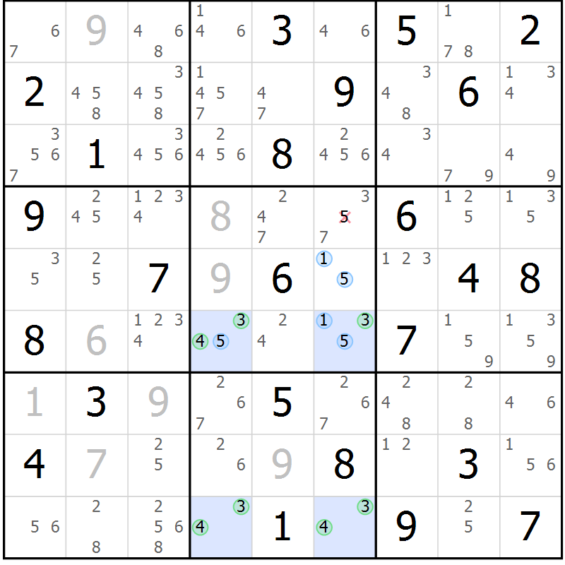 Position des candidats pour la solution de la Gr 39 page 42 du magazine de sudoku Sudoku Suprême n° 039