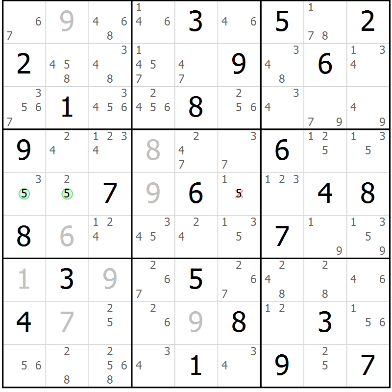 Position des candidats pour la solution de la Gr 39 page 42 du magazine de sudoku Sudoku Suprême n° 039