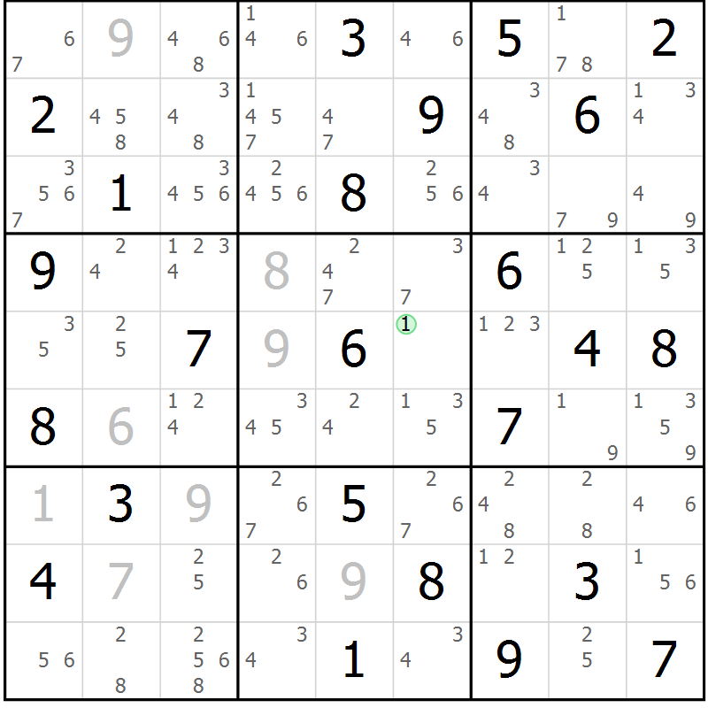 Position des candidats pour la solution de la Gr 39 page 42 du magazine de sudoku Sudoku Suprême n° 039