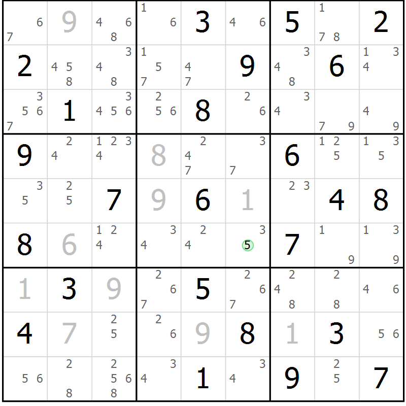 Position des candidats pour la solution de la Gr 39 page 42 du magazine de sudoku Sudoku Suprême n° 039