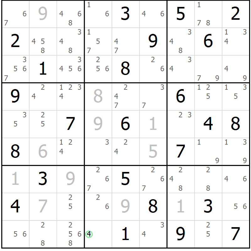 Position des candidats pour la solution de la Gr 39 page 42 du magazine de sudoku Sudoku Suprême n° 039