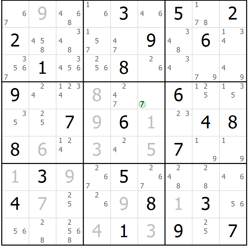 Position des candidats pour la solution de la Gr 39 page 42 du magazine de sudoku Sudoku Suprême n° 039